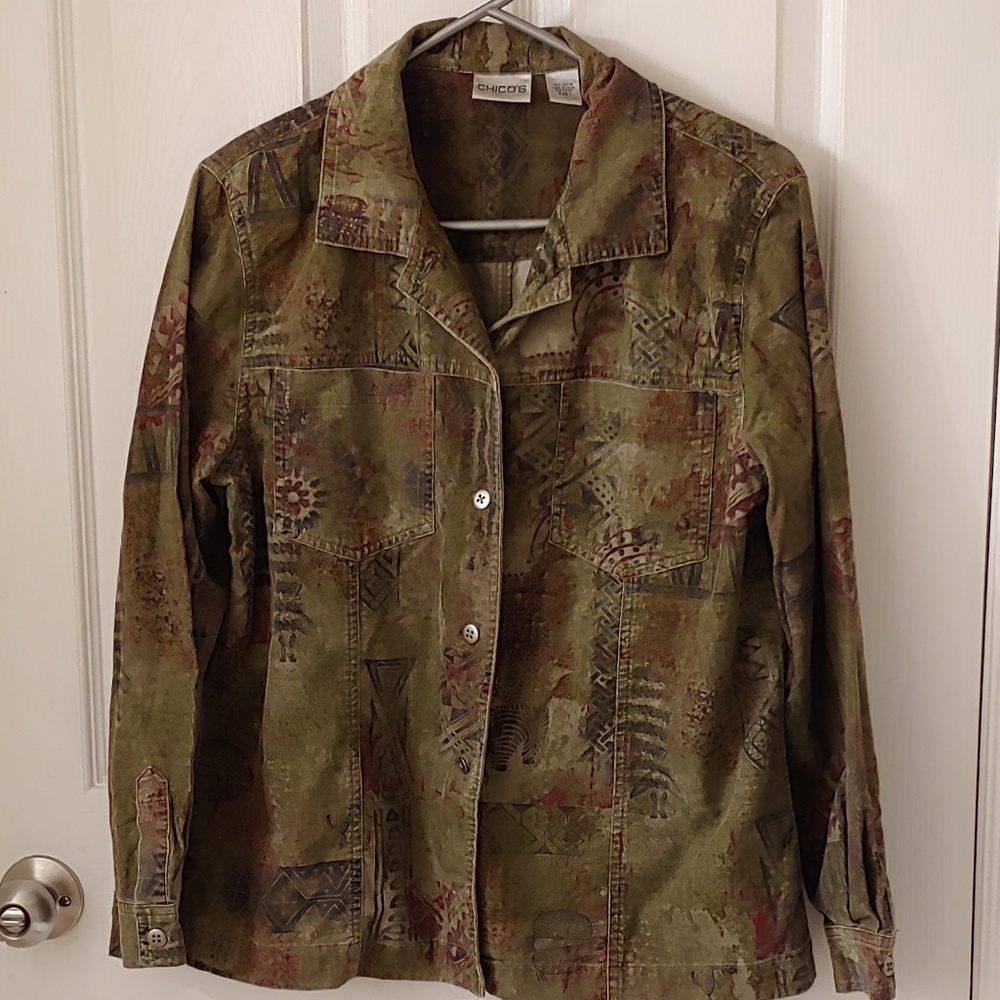 Chico's corduroy button down shirt sz 1
